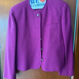 Women's Vintage Maroon Collarless Wool Jacket